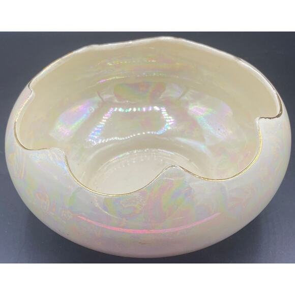 Pearl China Co Other - Vtg Pearl China Co Lusterware Candy Bowl 1940 Pearl Iridescent 22K Gold Trim